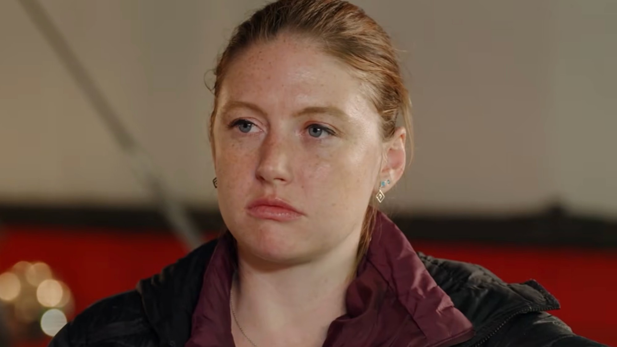 Catie in 90 Day Fianc&eacute; scowling. 