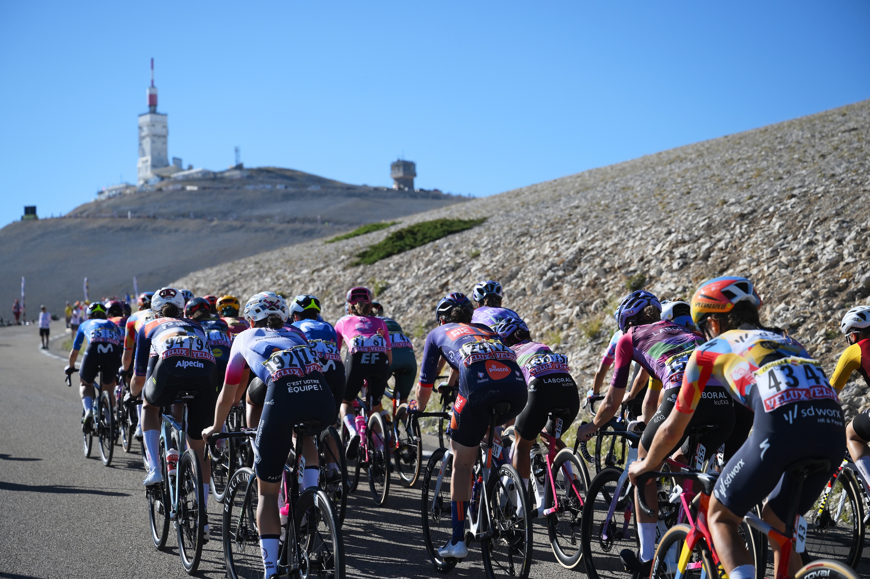 The Tour de France Femmes peloton on Mont Ventoux