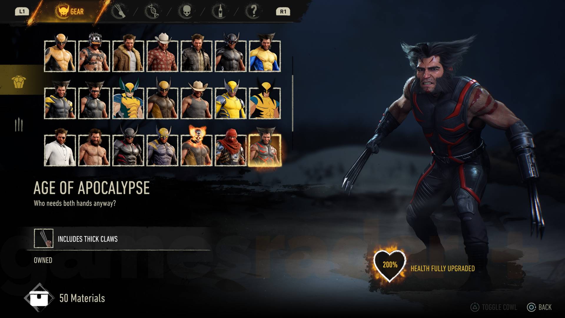 Marvel's Wolverine Age of Apocalypse suit