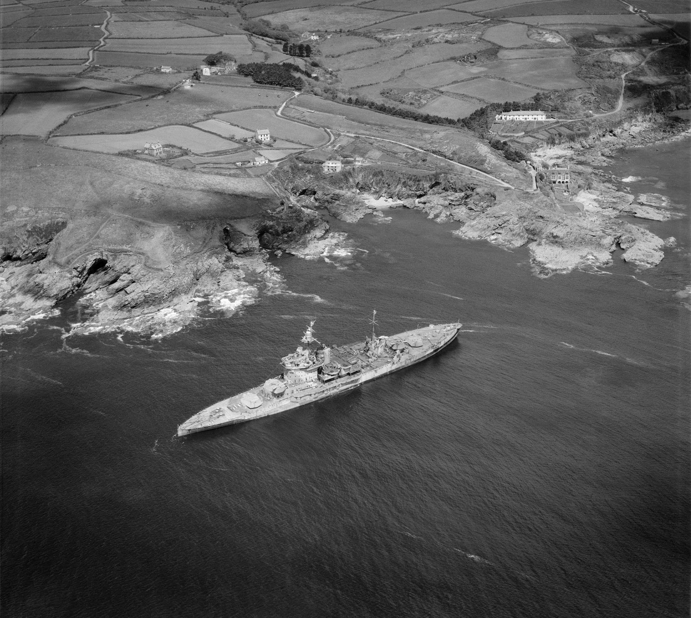 HMS Warspite aground at Prussia Cove