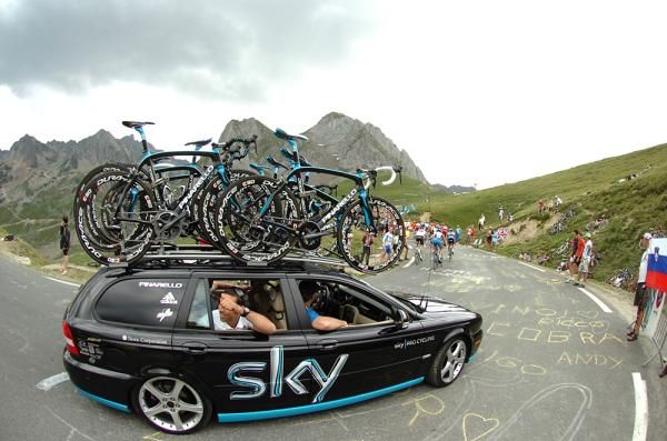 The Sky team enjoys the views.