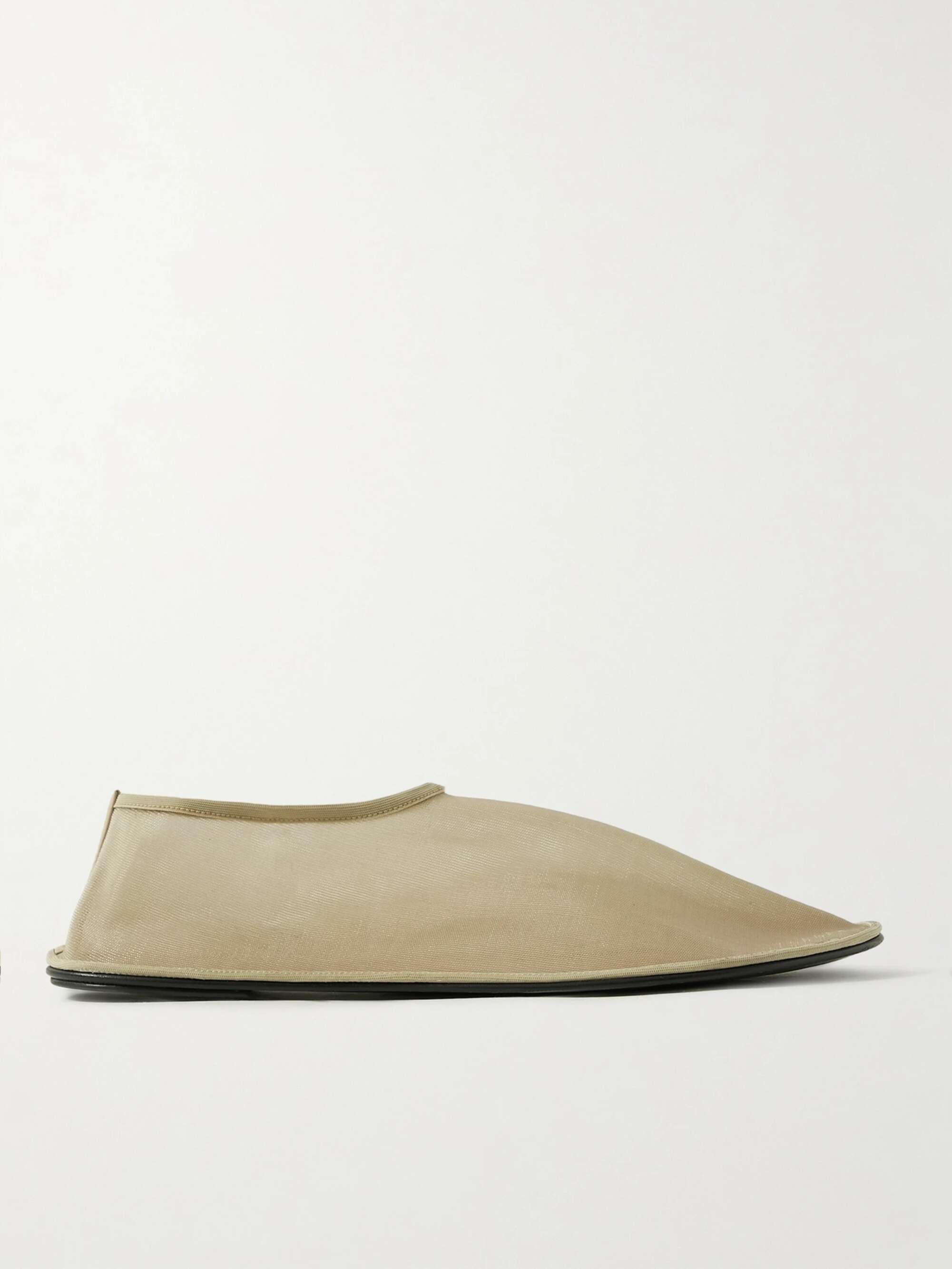 Sock Leather-Trimmed Mesh Flats