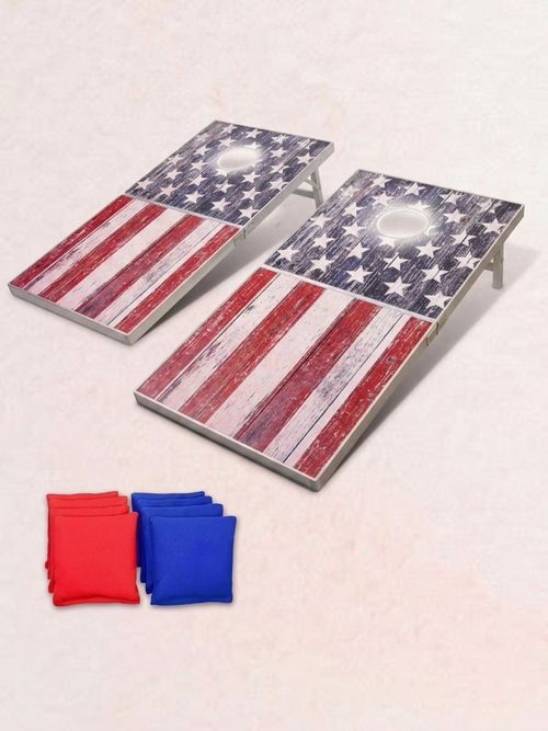 LED American Flag Cornhole Set