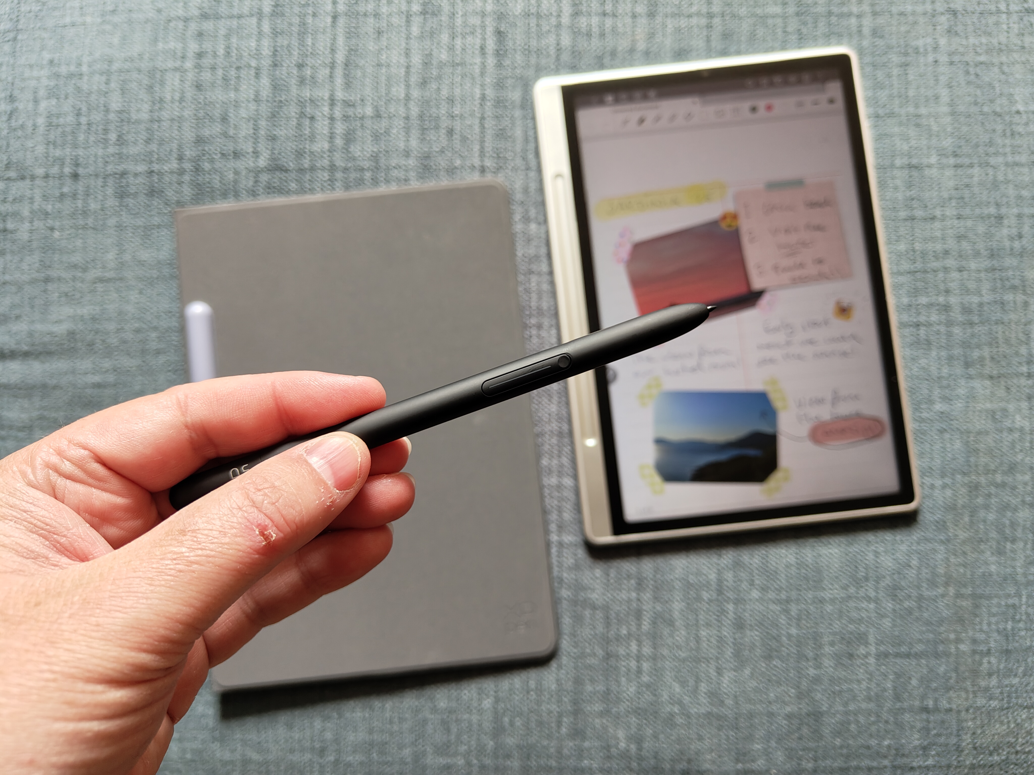 XPPen Magic Note Pad review; a tablet on an chair, a stylus