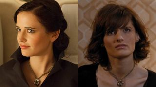 Eva Green in Casino Royale and Stana Katic in Quantum of Solace, side by side