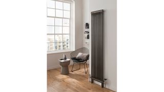vertical radiator in a living room