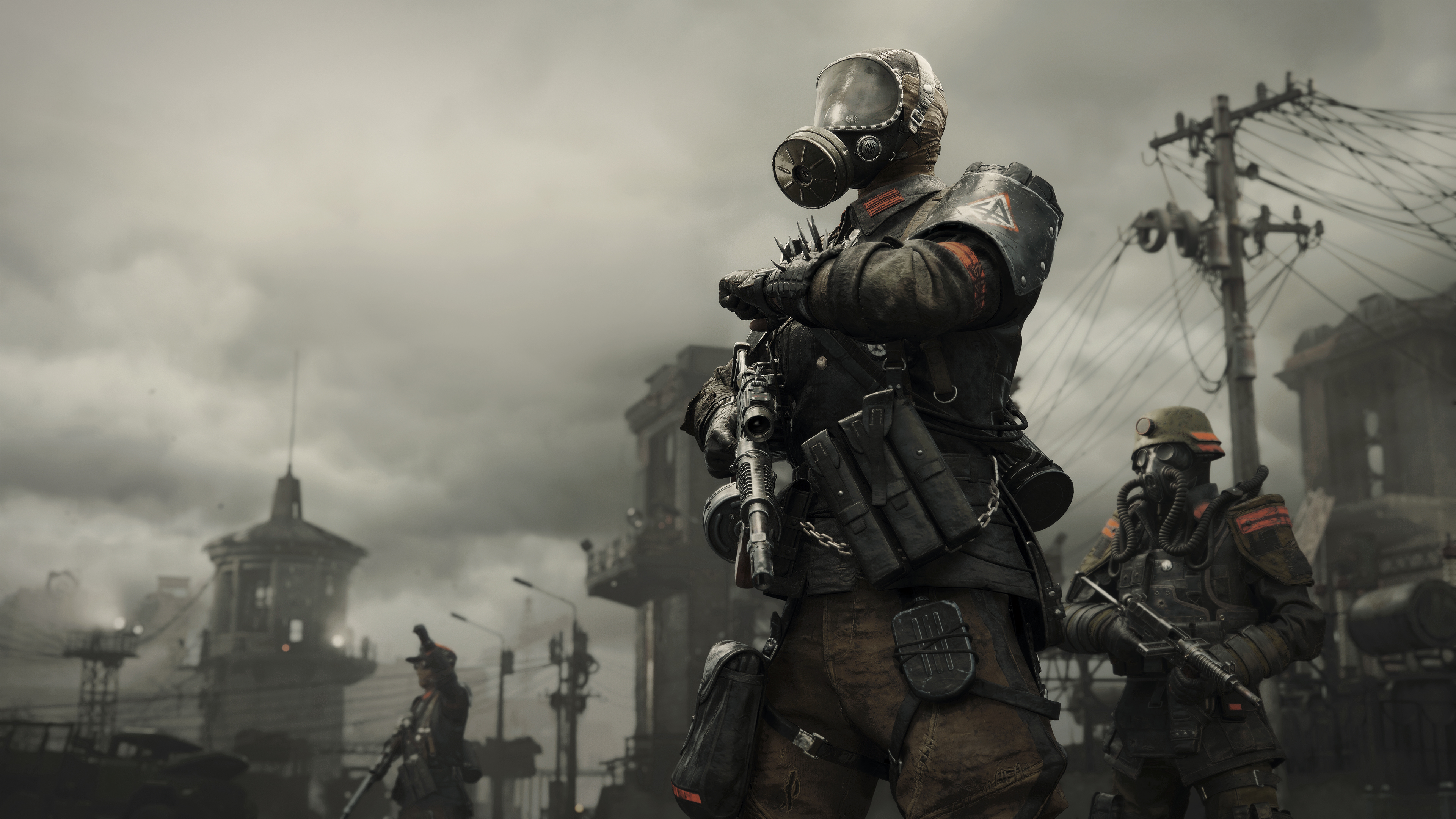 Artwork from Metro 2039 showing the Novoreich enemies in a grey and dismal post-apocalyptic environment.