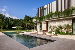 swimming pool atBrazil-inspired Miami house by Strang Design