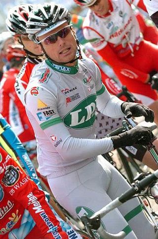 Danilo Di Luca (LPR Brakes) makes some last minute adjustments before starting his 2008 season in the Giro della Provincia di Reggio Calabria