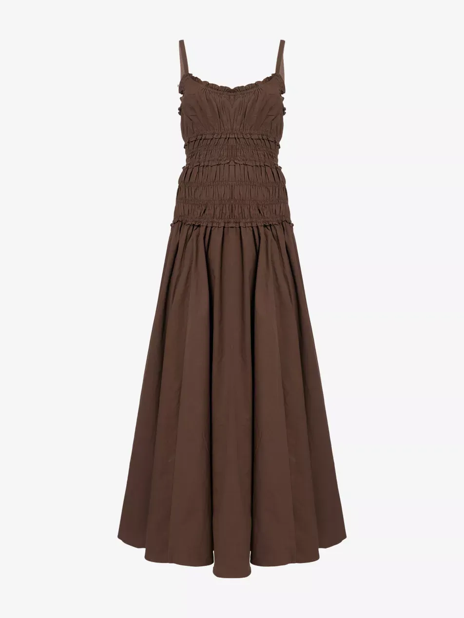 Toby Bitter Shirred Cotton-Poplin Dress