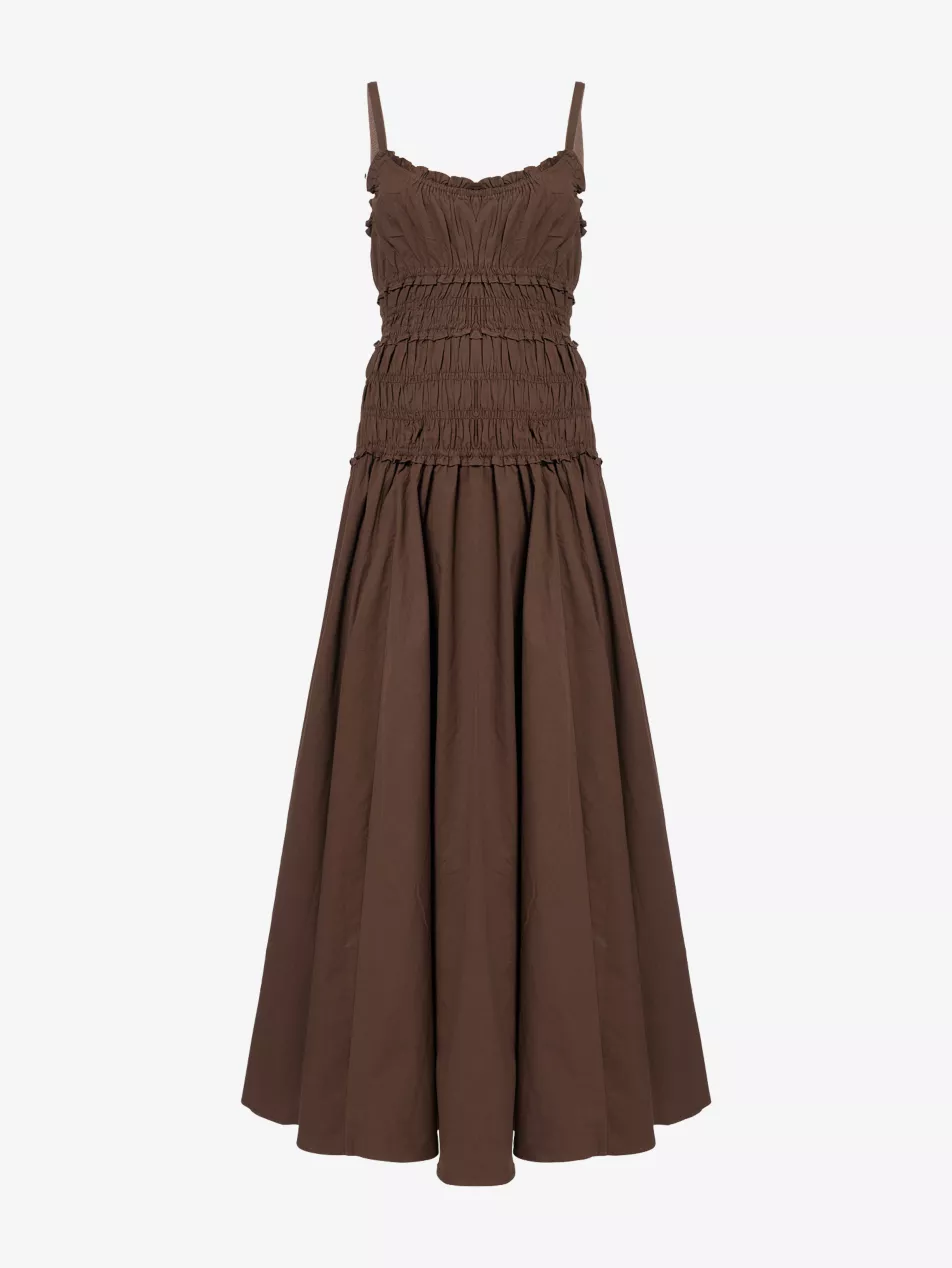 Toby Bitter Shirred Cotton-Poplin Dress