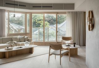 room with table and chairs in tokyo, part of karimoku case study 08 interior design project