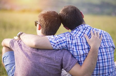 Gay couple enjoying summer