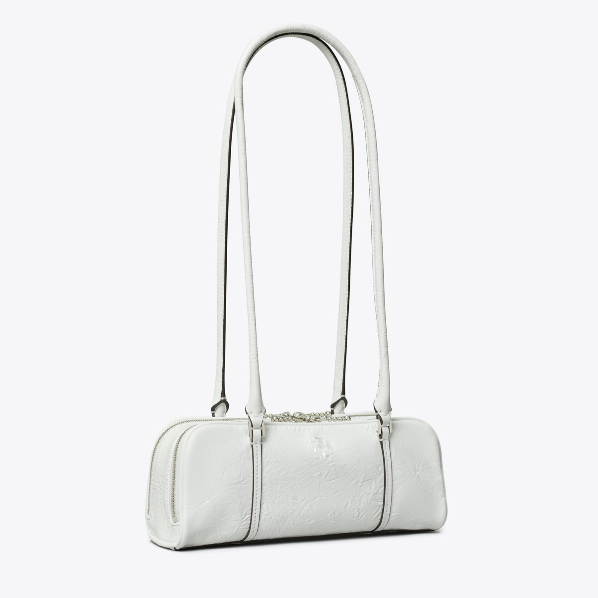 Mini Crinkle Leather Marshmallow Satchel in White, Size Os