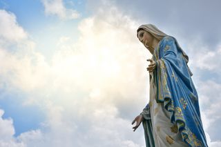 This Virgin Mary statue resides at The Cathedral of the Immaculate Conception in the city of Chanthaburi in Thailand.