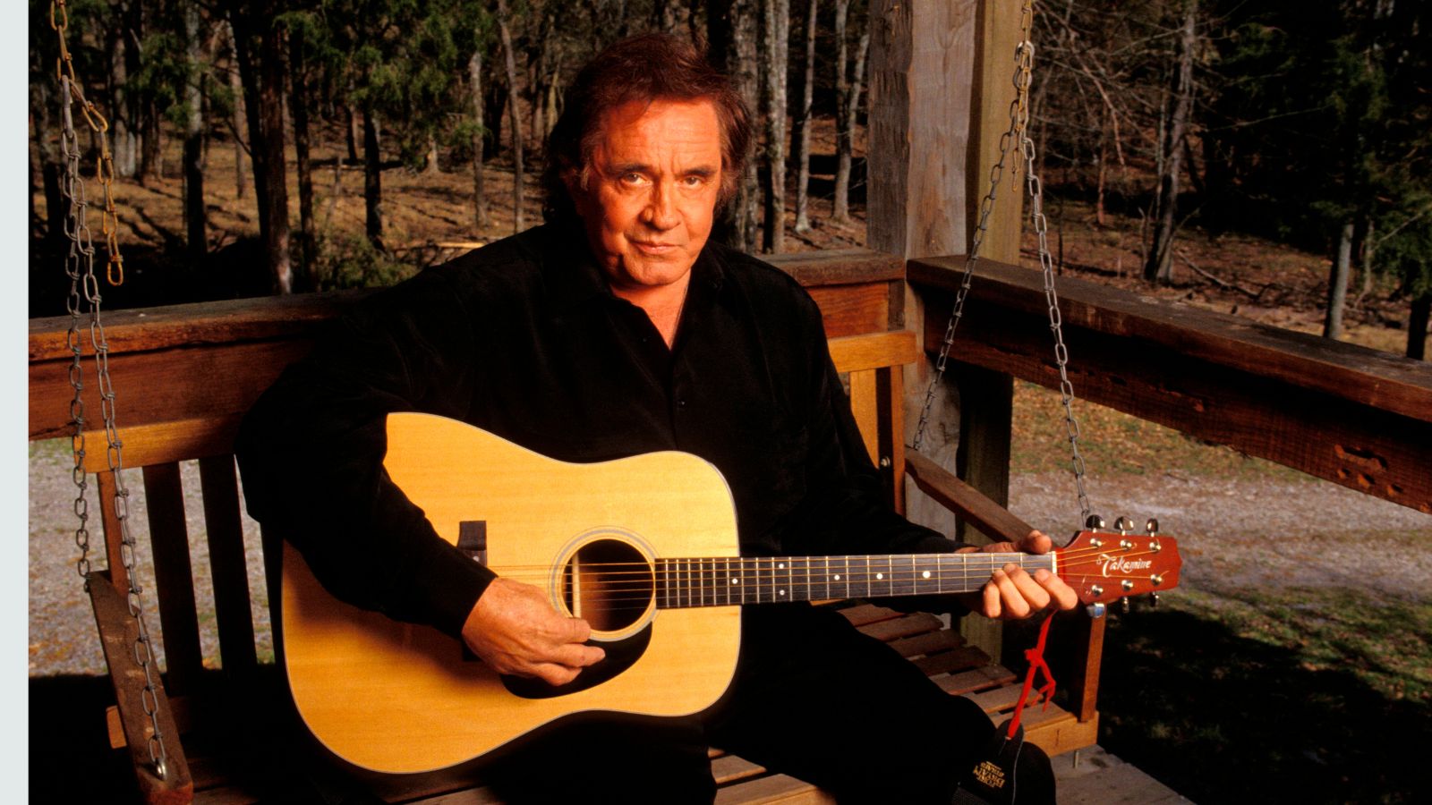 johnny cash on his porch swing