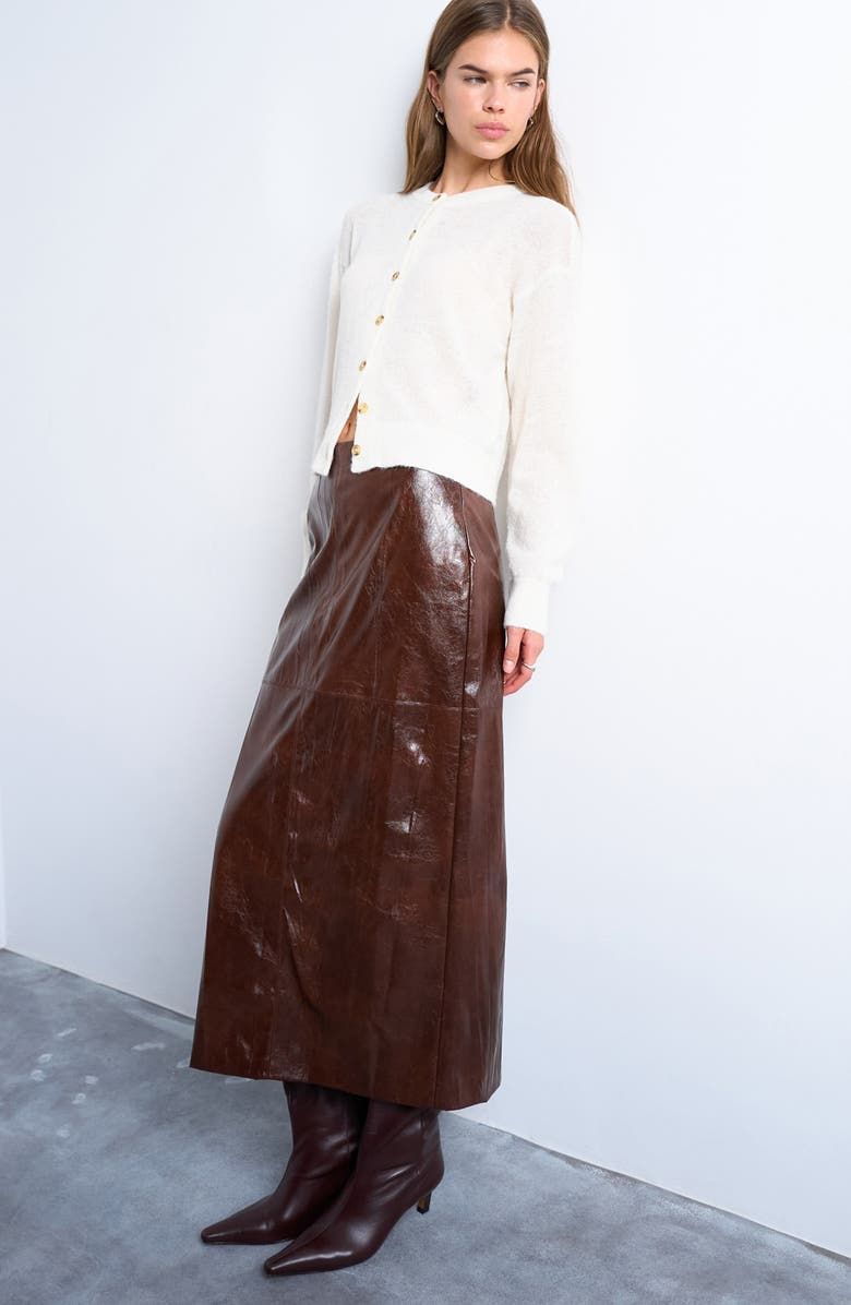 Faux Leather Midi Skirt