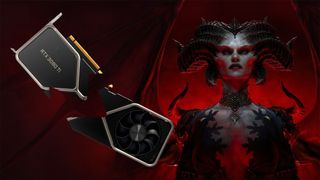 Diablo IV's Lilith looking at a cracked up RTX 3080 Ti