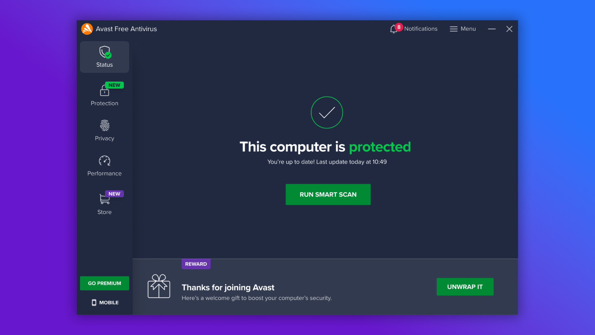 Avast Free Dashboard