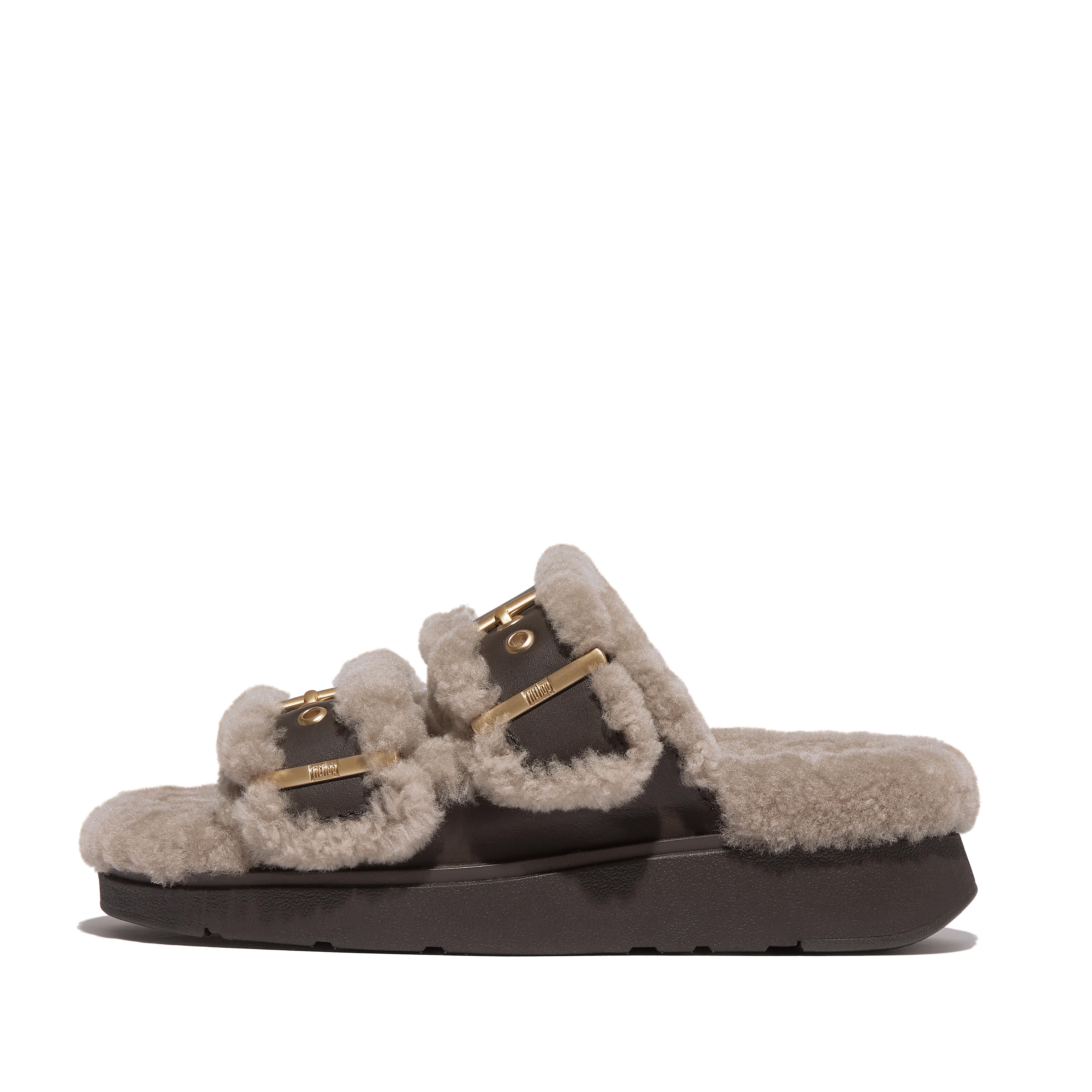 Women&#039;s Gen-Ff Buckle Shearling Slides | Fitflop Uk