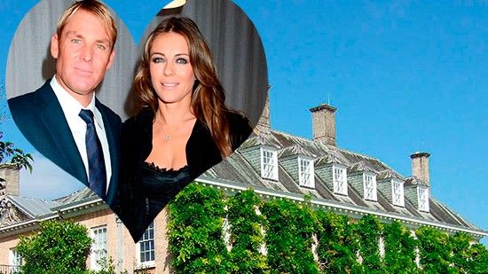 shane warne and liz hurley and donnington hall 