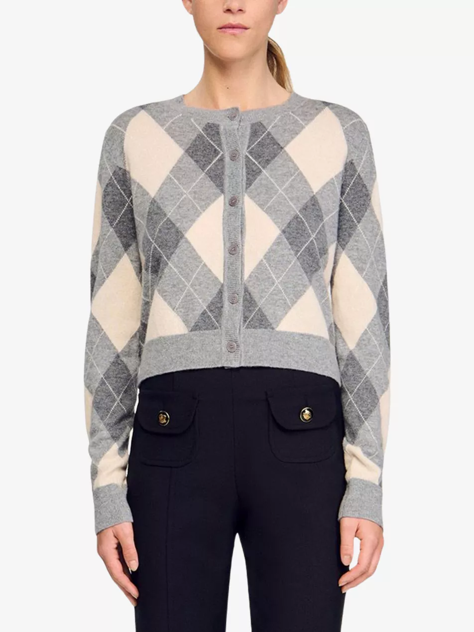 Argyle Round-Neck Wool and Cashmere-Blend Cardigan
