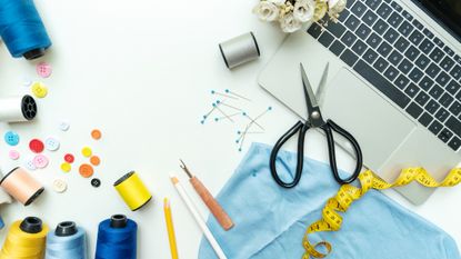 hobby supplies scattered on a desk