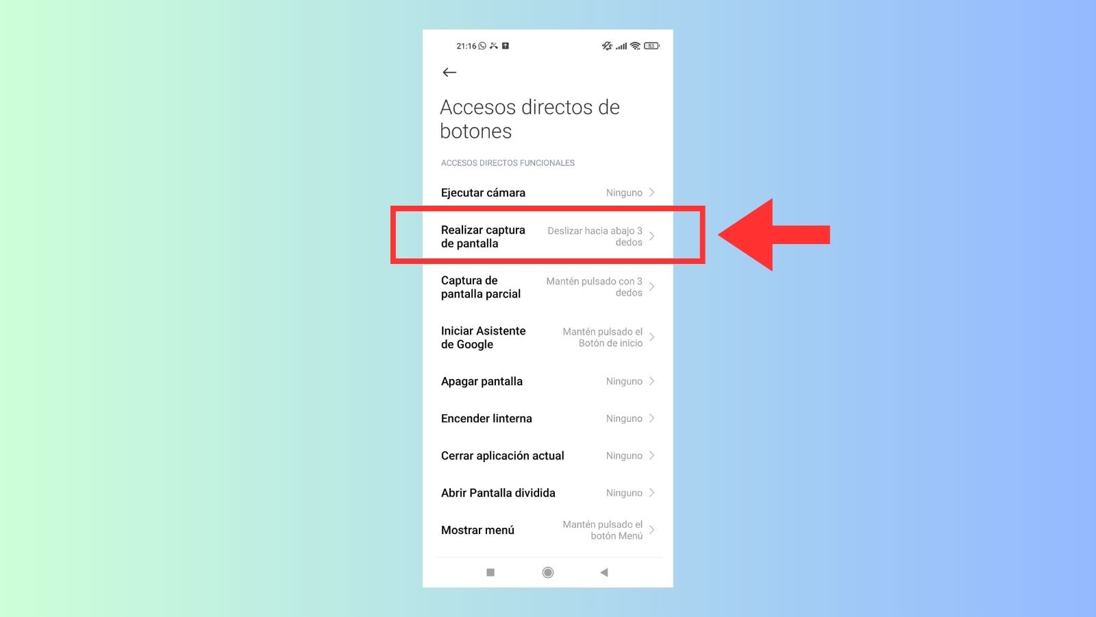 captura pantalla xiaomi accesos directos botones 2