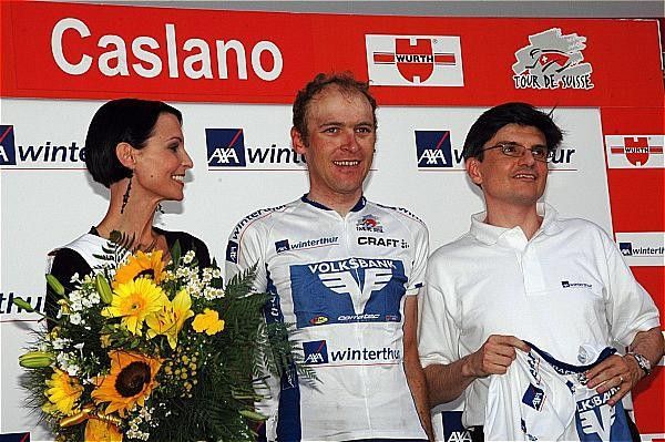 Ren&eacute; Weissinger (Team Volksbank) leading the sprints classification.