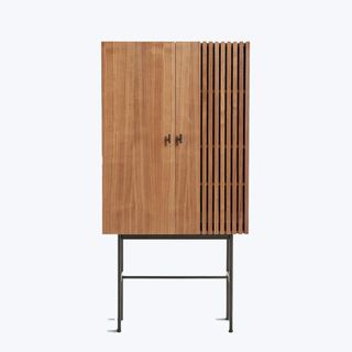 A stand up wooden highboard