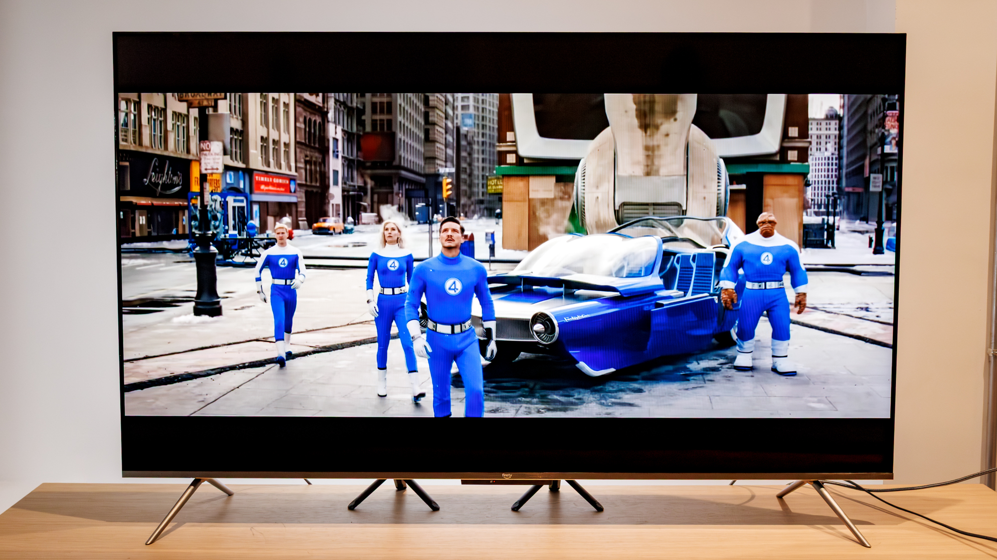 Amazon Fire TV Omni QLED Series TV (2025) on a table