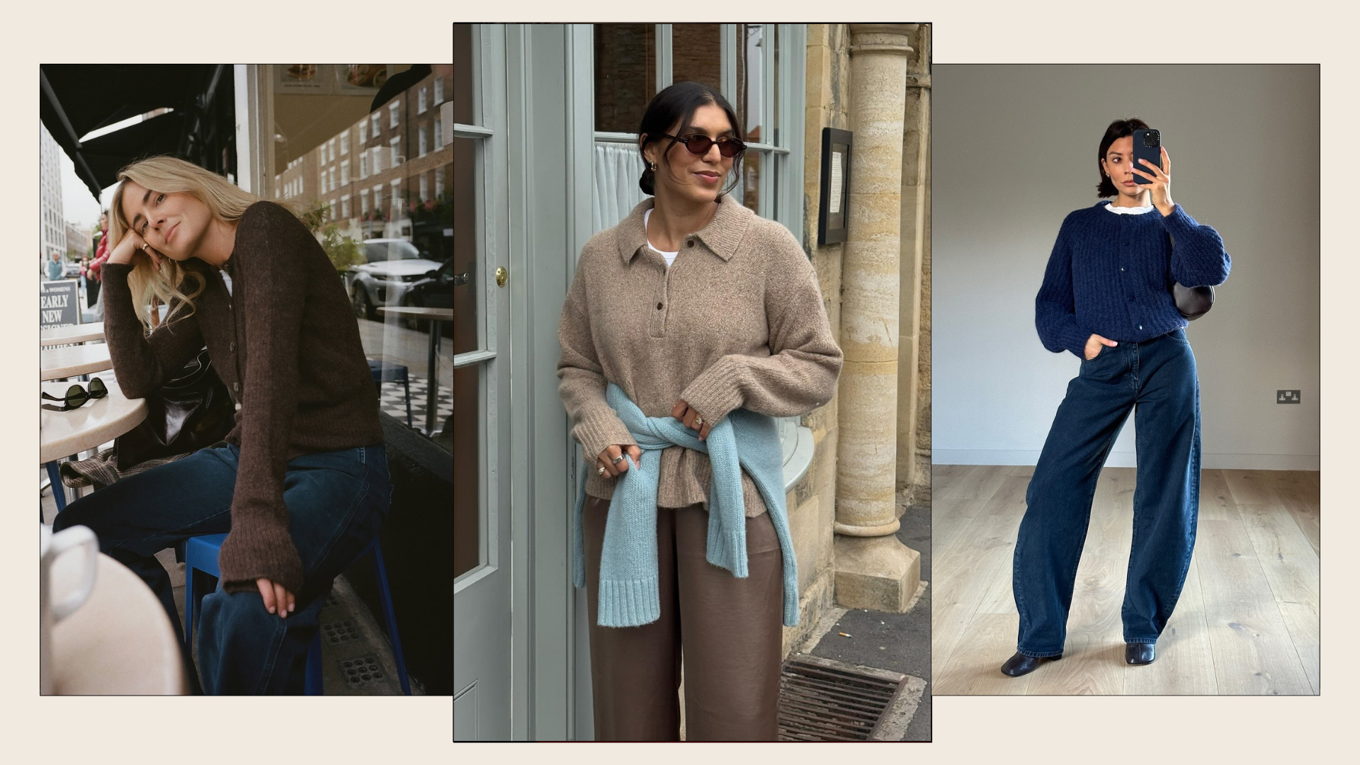 An collage of the colour cardigan trends of 2025.