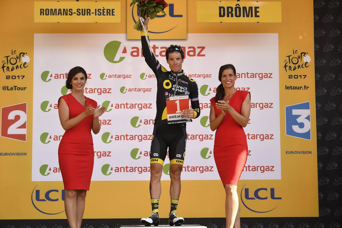Sylvain Chavanel with the prize for Most Combative after stage 16 at the Tour de France