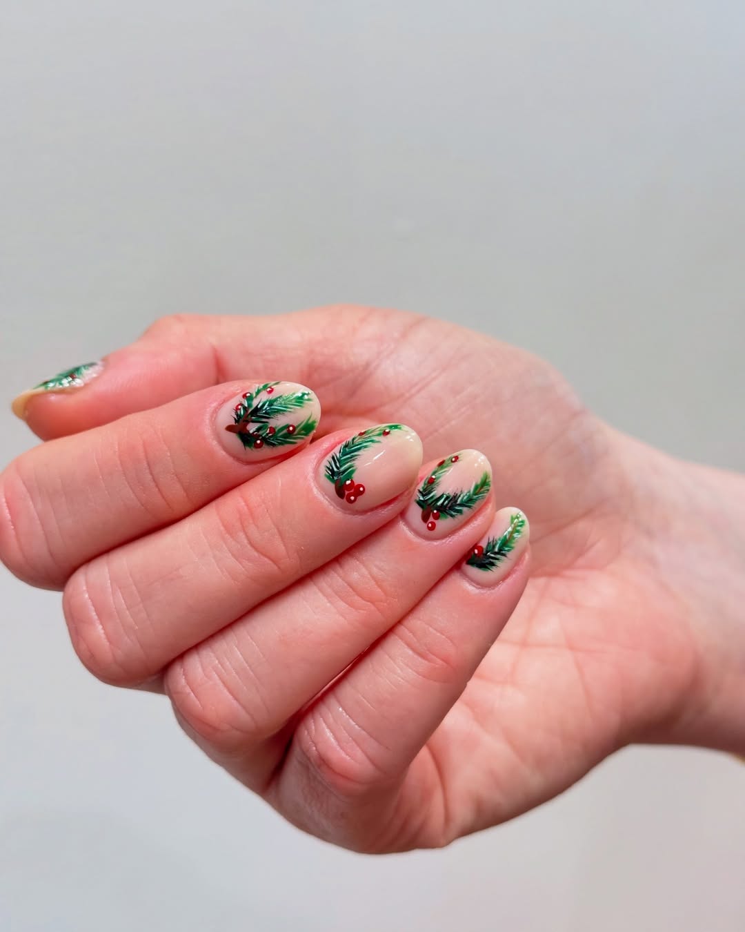 christmas greenery nail art