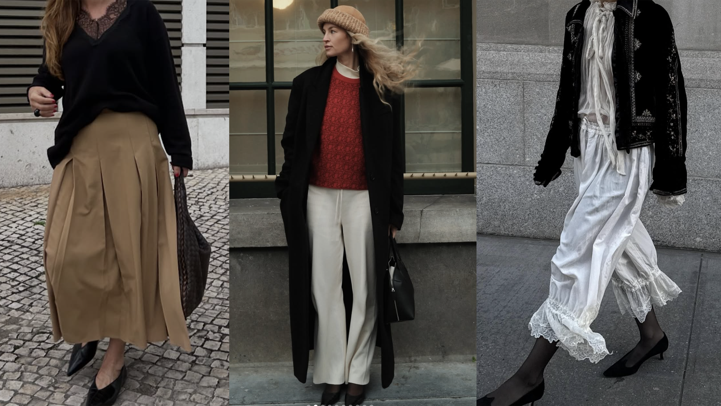 Women in winter outfits.