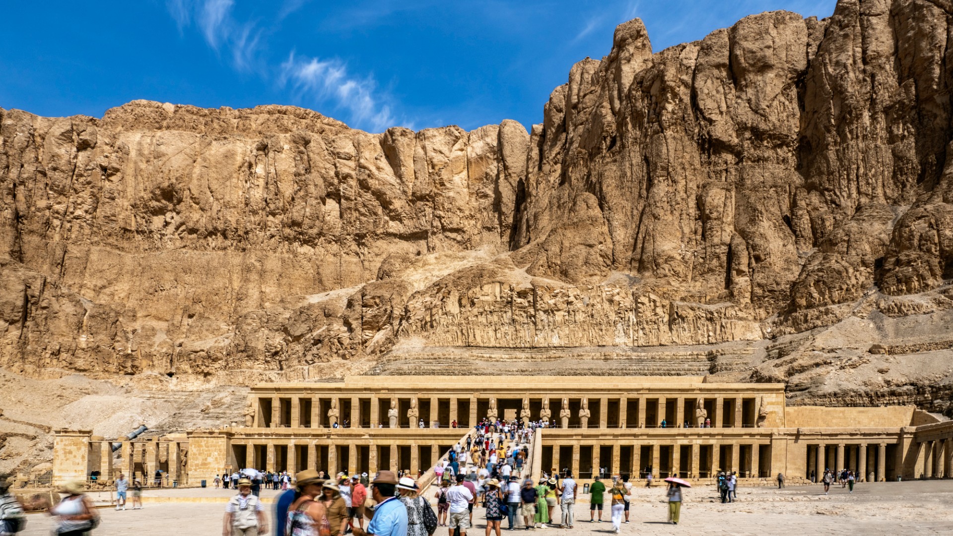 Panoramic view of Hatshepsut temple at Deir el Bahari, Egypt.