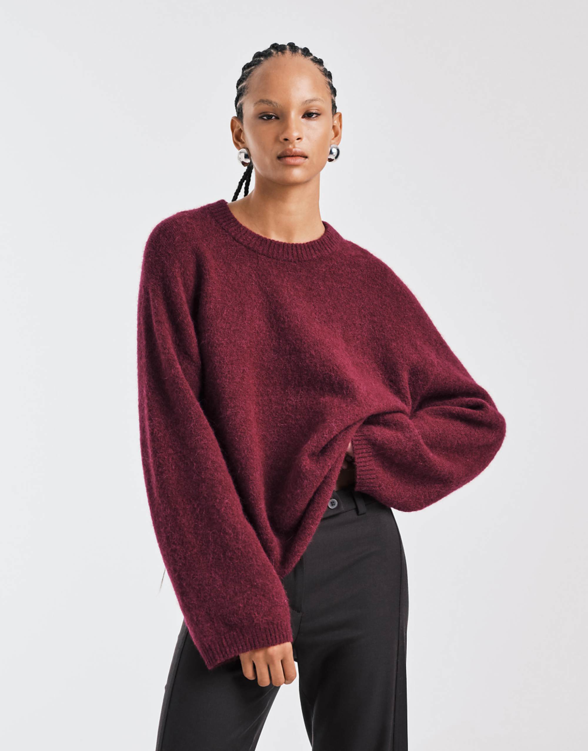 Arket Super Soft Alpaca and Wool Relaxed Sweater in Burgundy