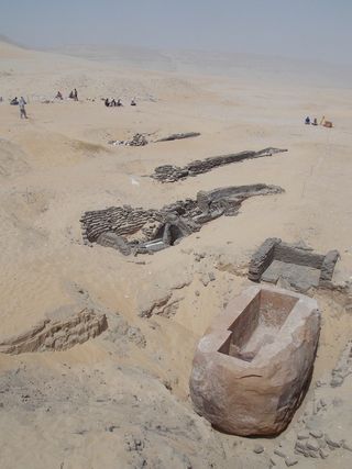 Sarcophagus and excavations