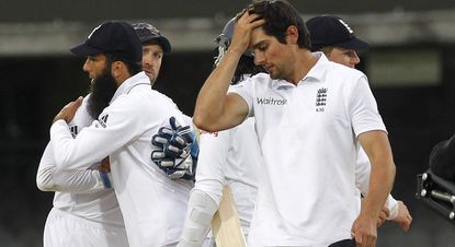 Alastair Cook, England's Captain, reacts to the match draw against Sri Lanka