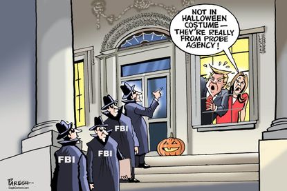 Political cartoon U.S. Mueller investigation Trump Halloween