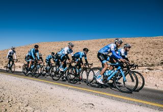 The Israel Cycling Academy riders train in the Negev Desert