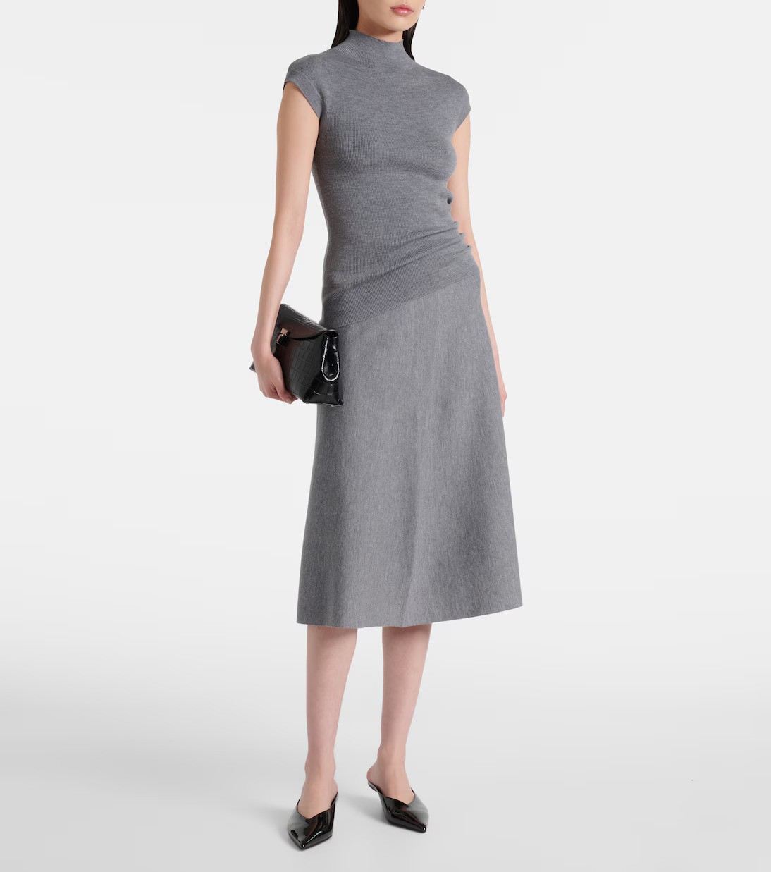 Jardin des Orangers, Wool High-Rise Midi Skirt