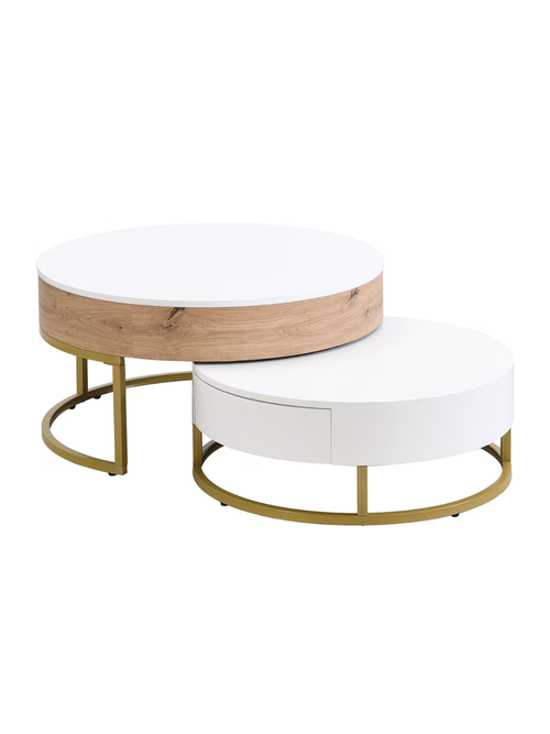 Gold Round Nesting Coffee Table Set of 2