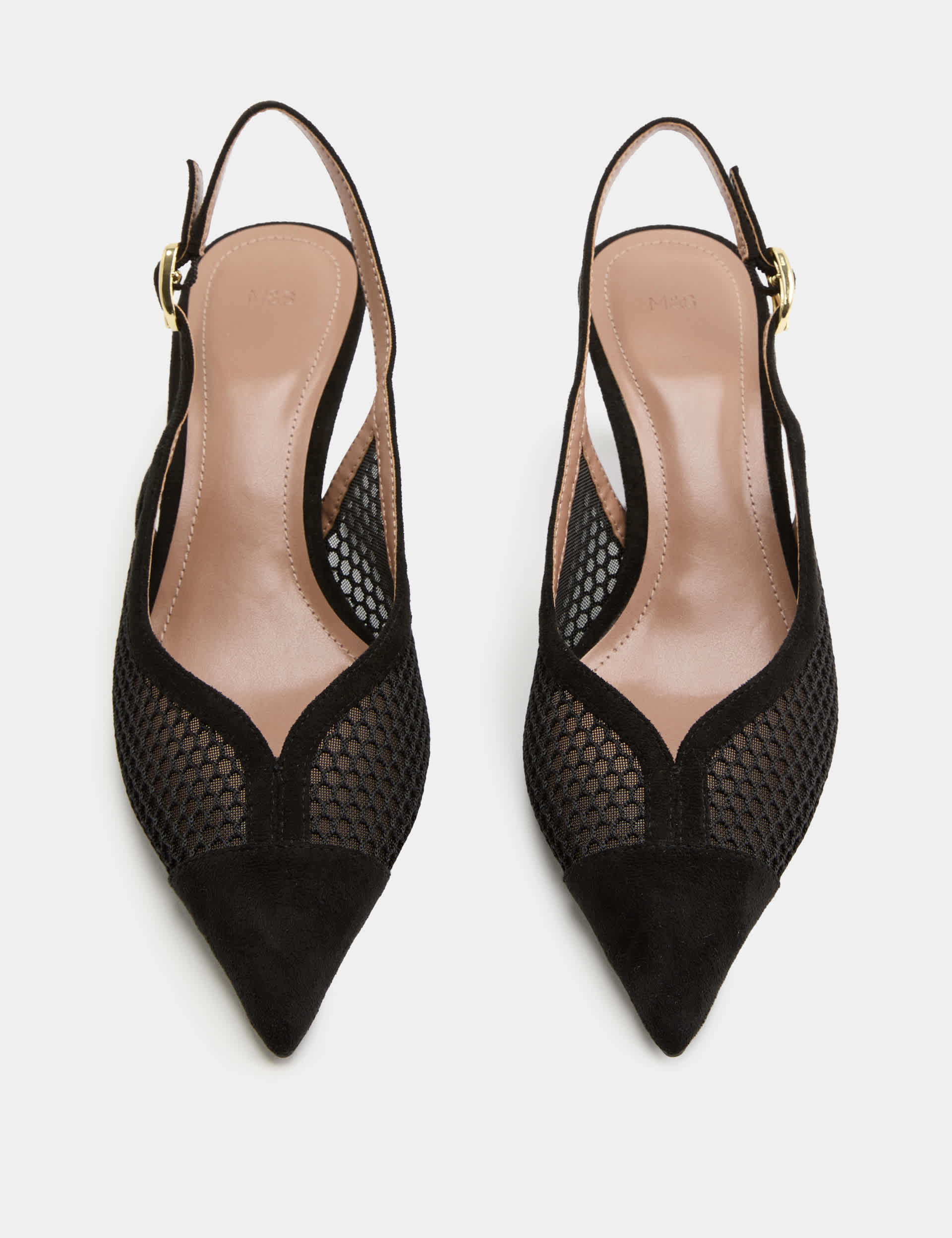 Mesh Kitten Heel Pointed Slingback Shoes