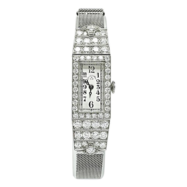 Vintage J.e. Caldwell 3.00ct Diamond Platinum Watch