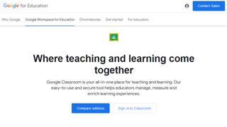 Google Classroom website screenshot