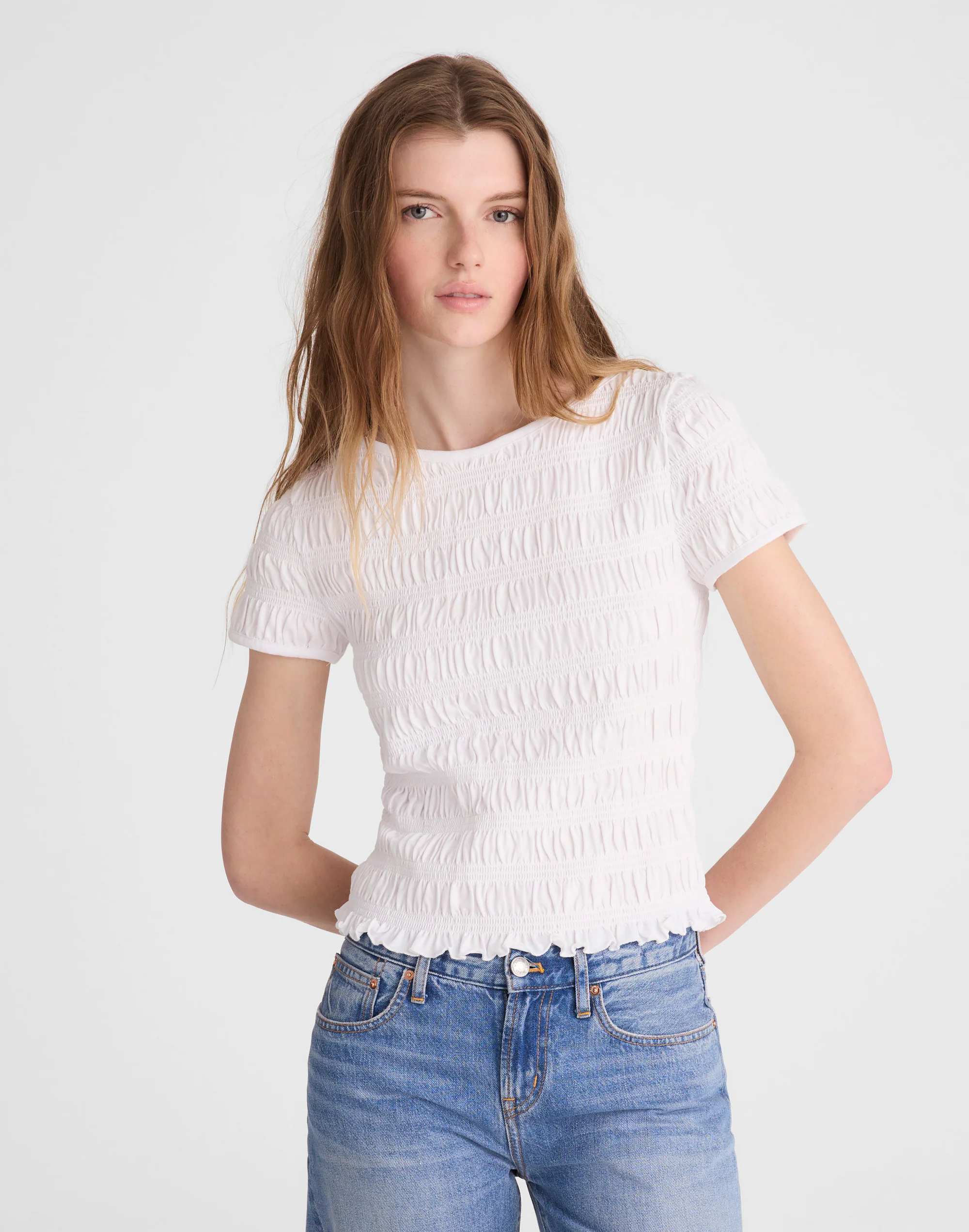 Smocked Short-Sleeve Top