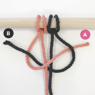 How to macrame a square knot step two