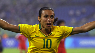 Marta of Brazil celebrates after scoring to help Brazil make it to the 2024 Olympic Brazil vs USA women's football final