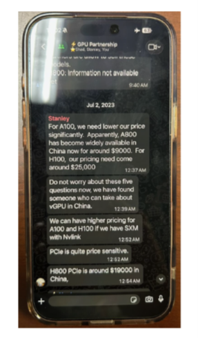 text messages between the smuggling co-conspirators